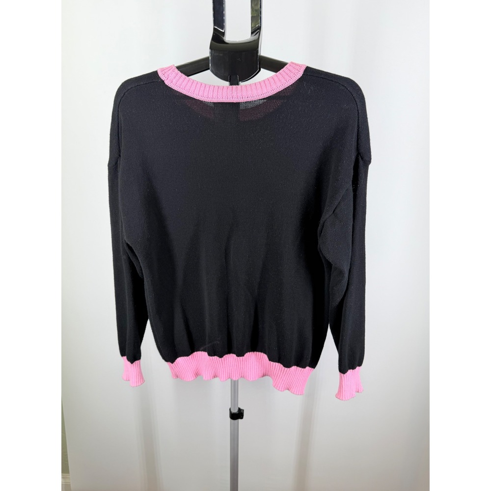 Sanrio Kuromi Knit Sweater XL Black Pink Hybrid Apparel Graphic Crewneck - Picture 3 of 7
